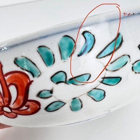 Japanese Imari Polychrome Vintage Meiji Period Flower Landscape Scene Arita Bowl - Picture 13 of 16